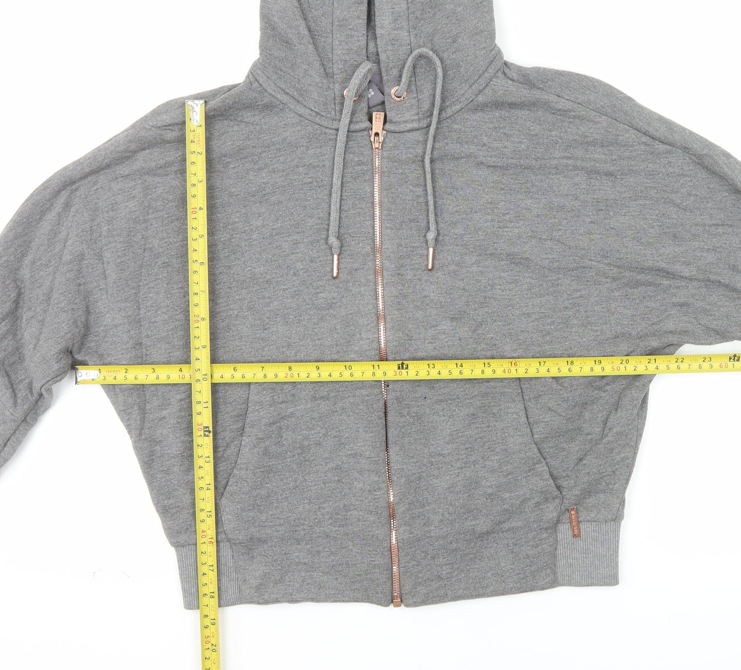 Sweaty Betty Womens Grey Full Zip Hoodie Size S Cropped Lined