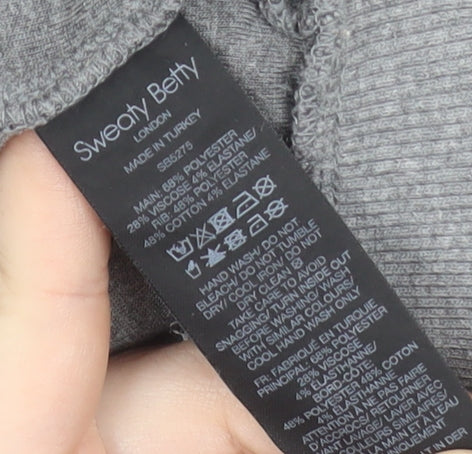 Sweaty Betty Womens Grey Full Zip Hoodie Size S Cropped Lined