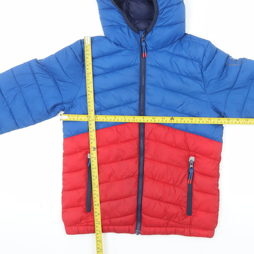 FatFace Boys Blue Red Hooded Puffer Jacket 10-11 Years Lightweight Winter Coat