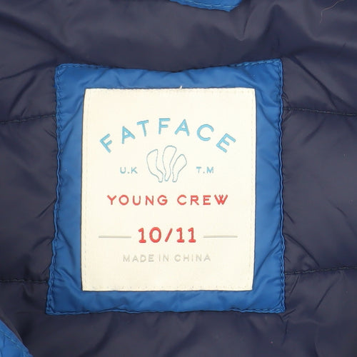 FatFace Boys Blue Red Hooded Puffer Jacket 10-11 Years Lightweight Winter Coat