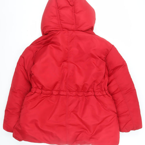 H&M Womens Red Mid-Length Hooded Puffer Jacket Size M