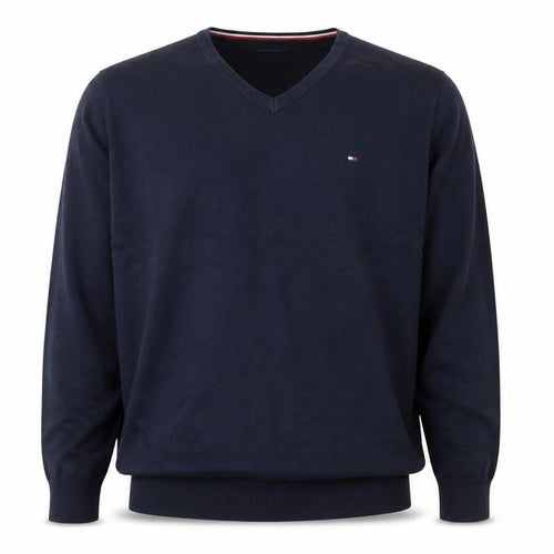 Tommy Hilfiger Men's Blue XL V-Neck Cotton Pullover Jumper