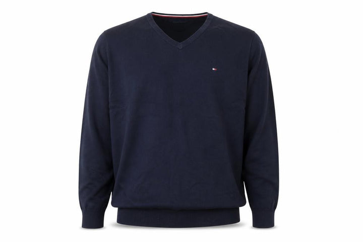 Tommy Hilfiger Men's Blue XL V-Neck Cotton Pullover Jumper