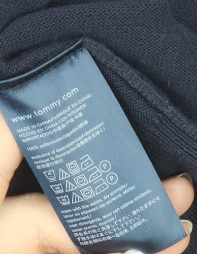 Tommy Hilfiger Men's Blue XL V-Neck Cotton Pullover Jumper