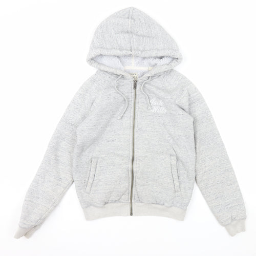 Jack Wills Women's Grey Full Zip Hoodie UK 6 Fleece Lined Casual