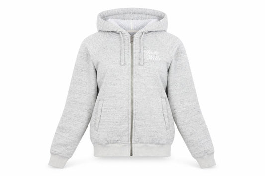 Front view of Jack Wills Women's Grey Full Zip Hoodie UK 6 Fleece Lined Casual