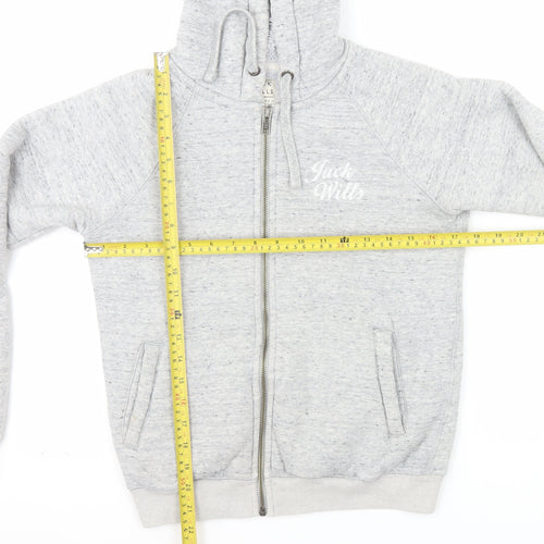 Jack Wills Women's Grey Full Zip Hoodie UK 6 Fleece Lined Casual