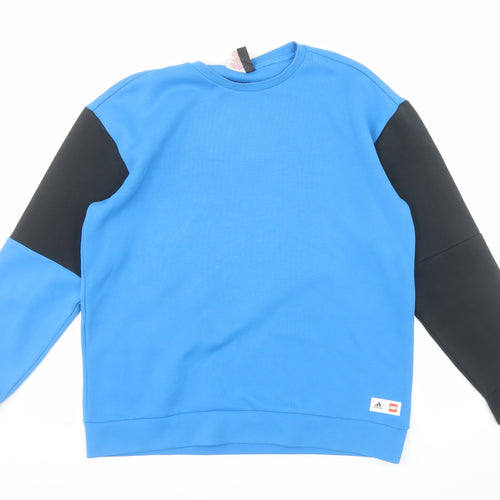 Adidas Teens Blue Black LEGO Graphic Pullover Sweatshirt XL