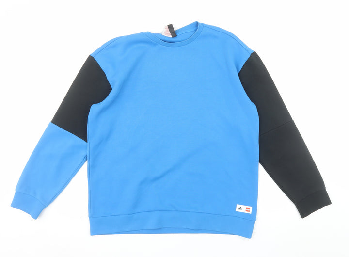 Adidas Teens Blue Black LEGO Graphic Pullover Sweatshirt XL