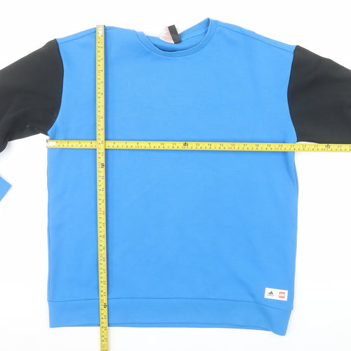 Adidas Teens Blue Black LEGO Graphic Pullover Sweatshirt XL