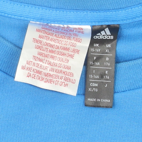 Adidas Teens Blue Black LEGO Graphic Pullover Sweatshirt XL