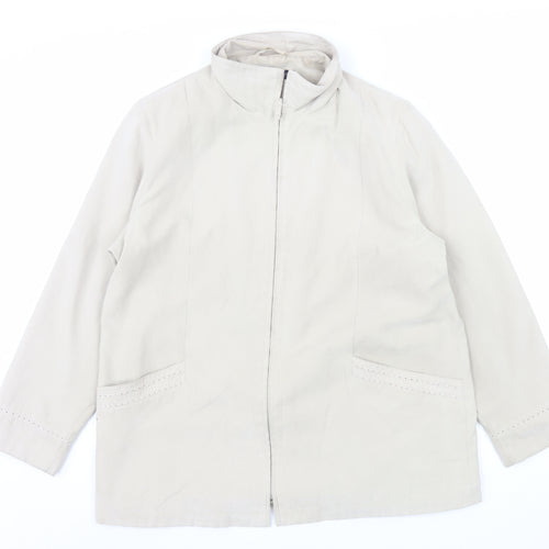 Debenhams Women Beige Size 16 Mid-Length Zip Jacket