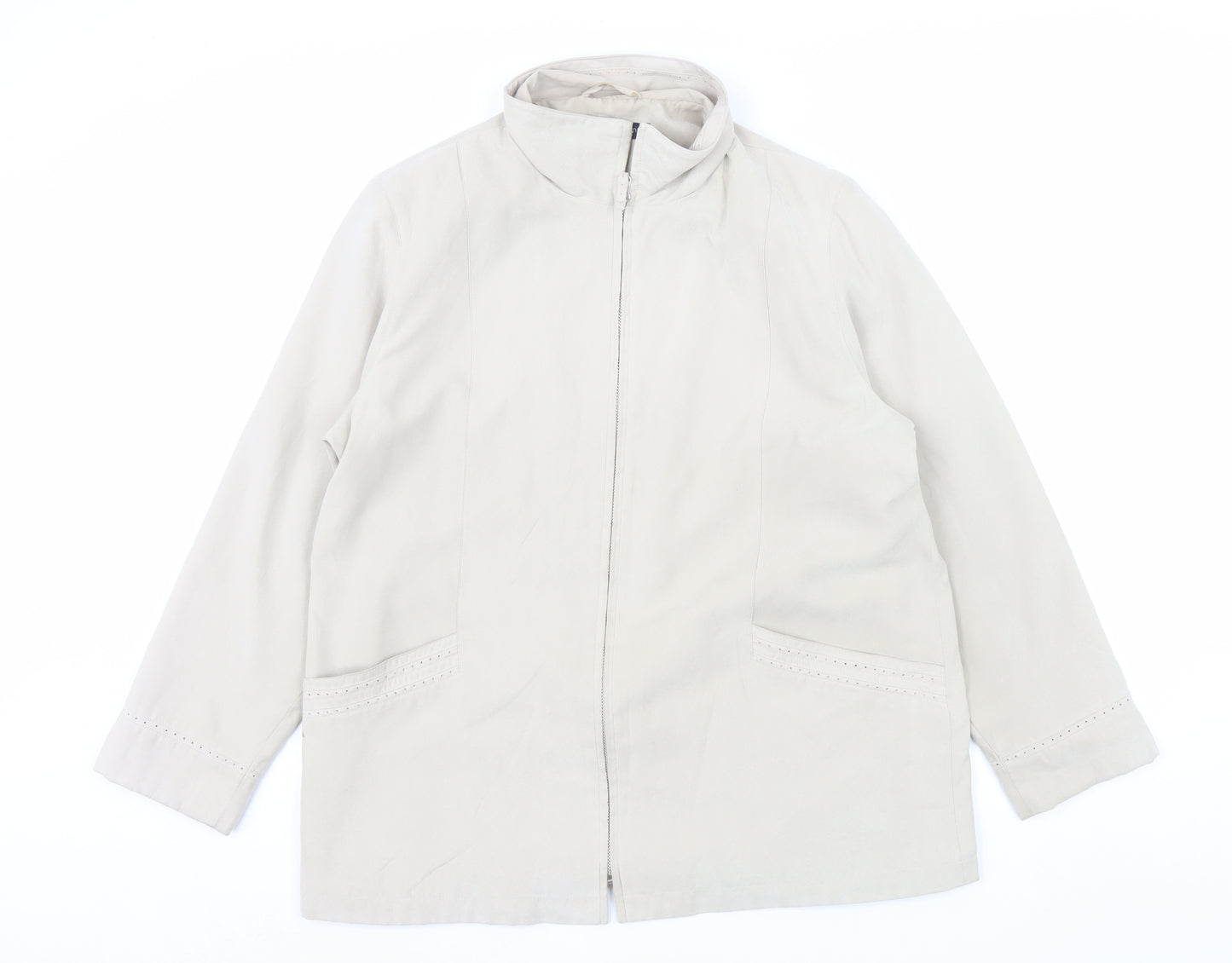 Debenhams Women Beige Size 16 Mid-Length Zip Jacket