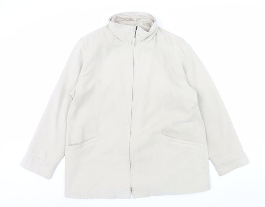 Debenhams Women Beige Size 16 Mid-Length Zip Jacket