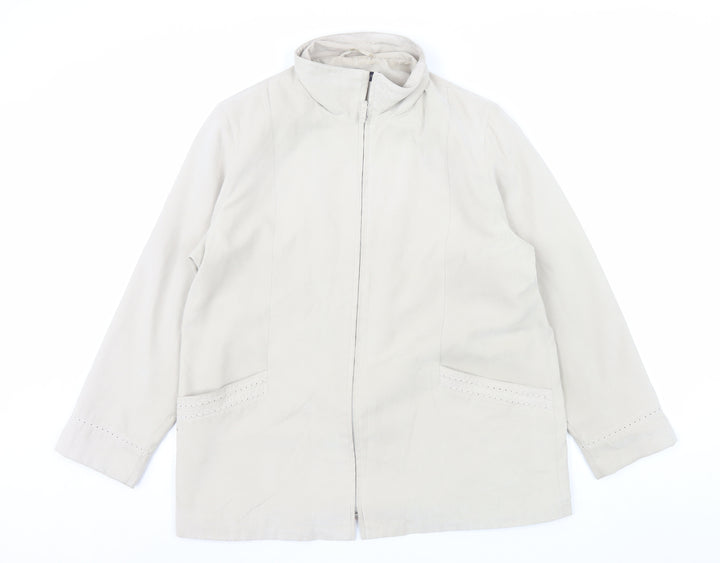 Debenhams Women Beige Size 16 Mid-Length Zip Jacket