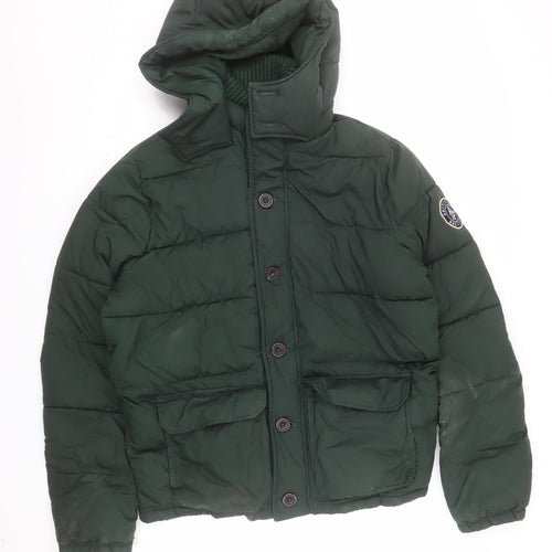 Abercrombie & Fitch Men's Green 2XL Hooded Puffer Jacket