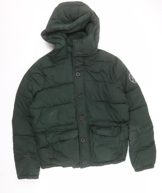 Abercrombie & Fitch Men's Green 2XL Hooded Puffer Jacket