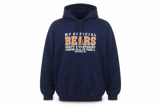 Front view of Gildan Men's Blue 2XL Pullover Hoodie Bears Graphic Heavyweight Sweatshirt