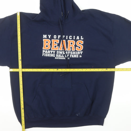 Gildan Men's Blue 2XL Pullover Hoodie Bears Graphic Heavyweight Sweatshirt