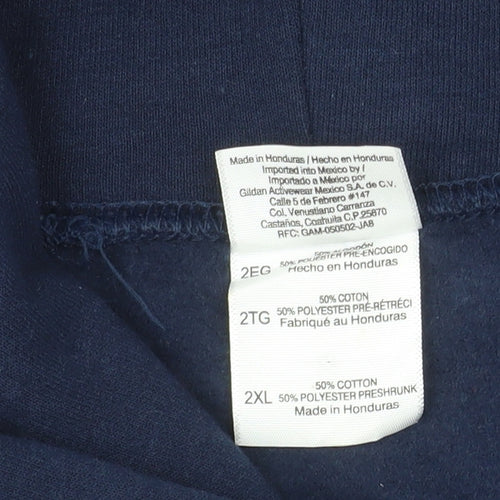 Gildan Men's Blue 2XL Pullover Hoodie Bears Graphic Heavyweight Sweatshirt