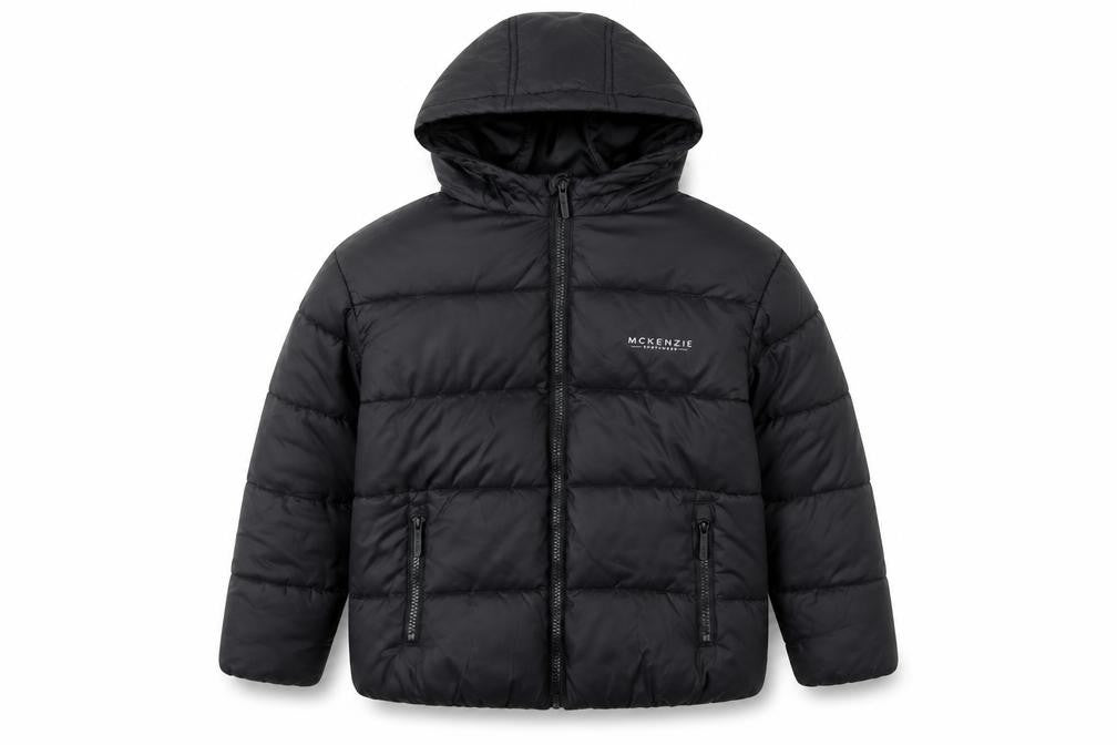 McKenzie Boys Black Hooded Puffer Jacket 10-12 Years Winter Coat