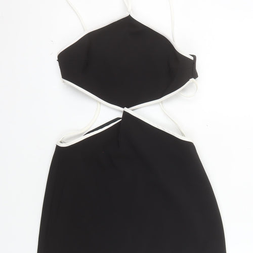 Zara Women Black Halter Bodycon Short Dress Size S