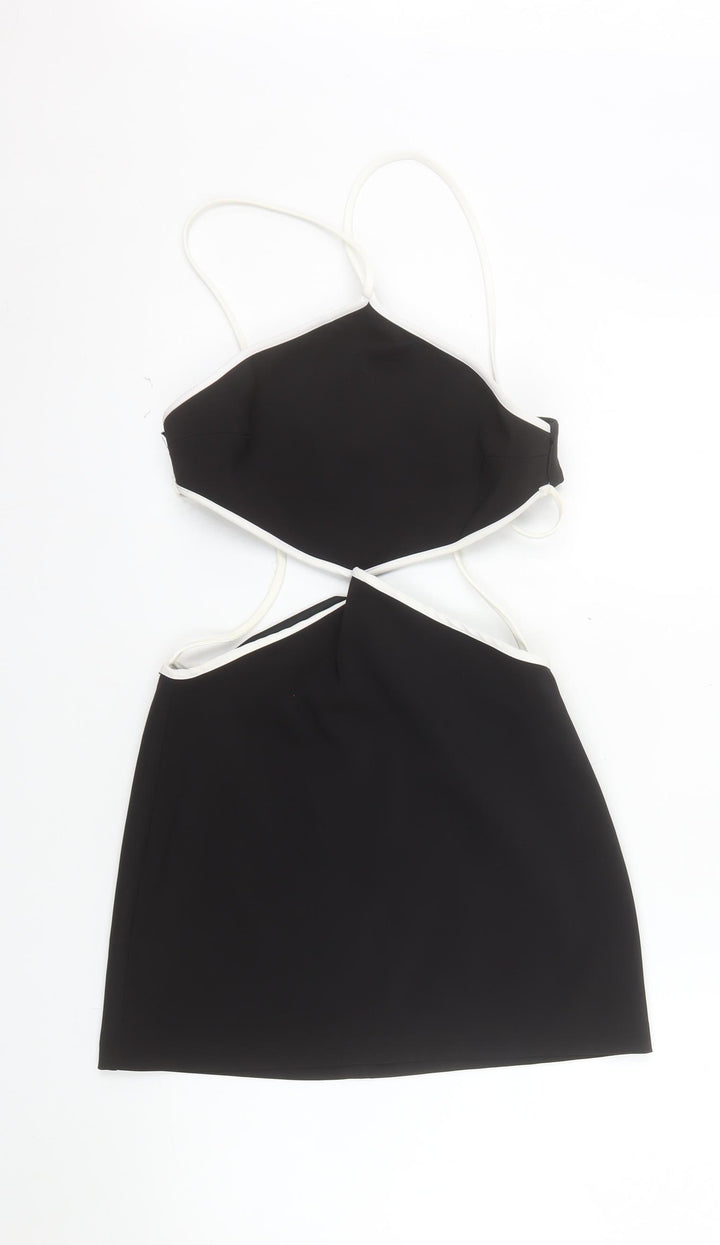Zara Women Black Halter Bodycon Short Dress Size S