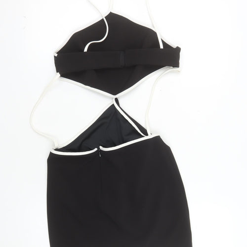 Zara Women Black Halter Bodycon Short Dress Size S
