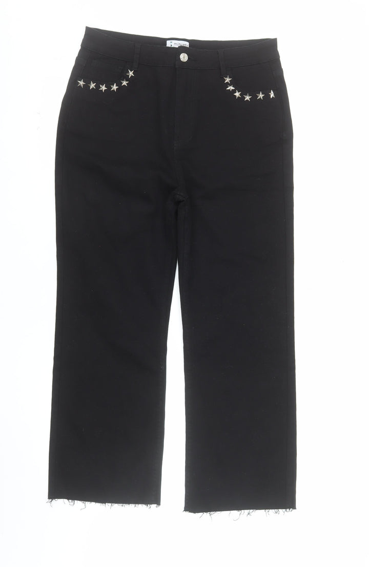 Minueto Women Black 2XL Straight Studded Jeans