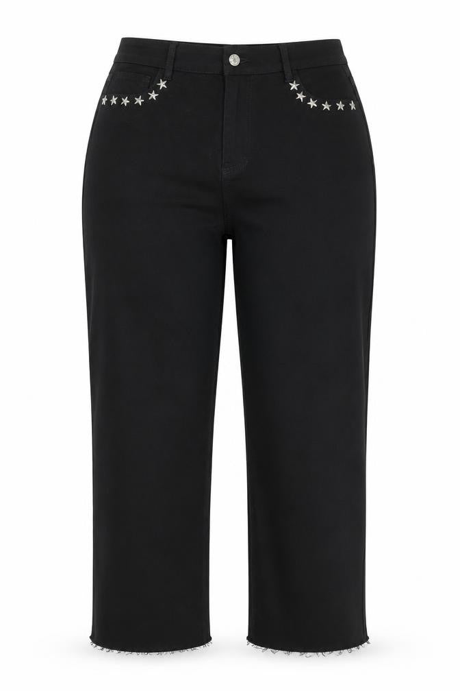 Minueto Women Black 2XL Straight Studded Jeans