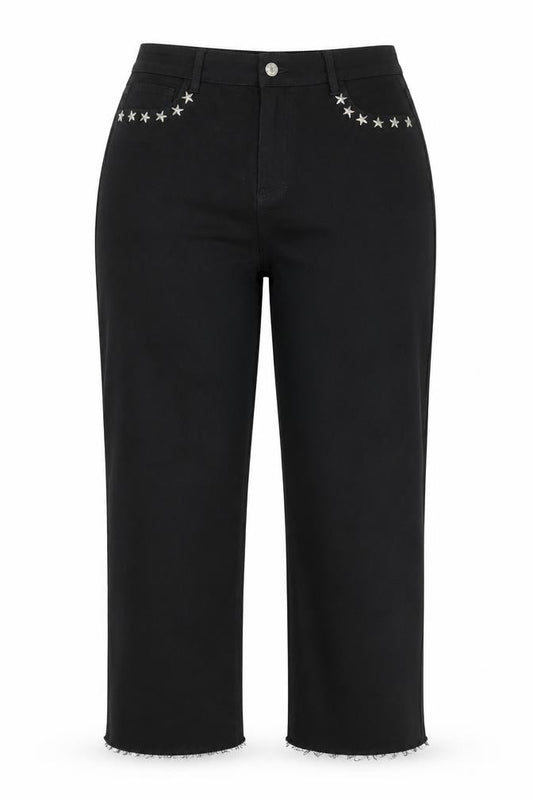 Minueto Women Black 2XL Straight Studded Jeans