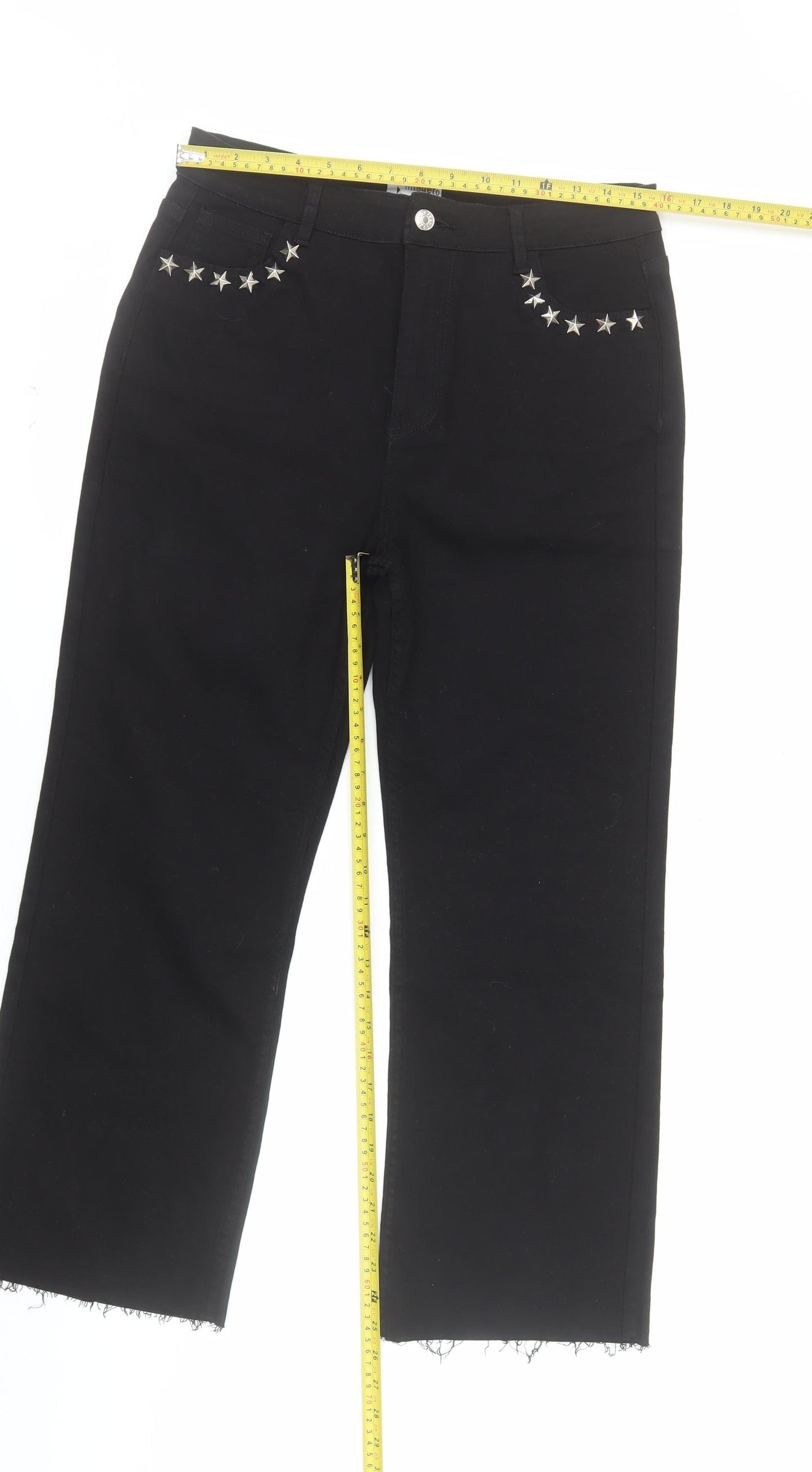 Minueto Women Black 2XL Straight Studded Jeans