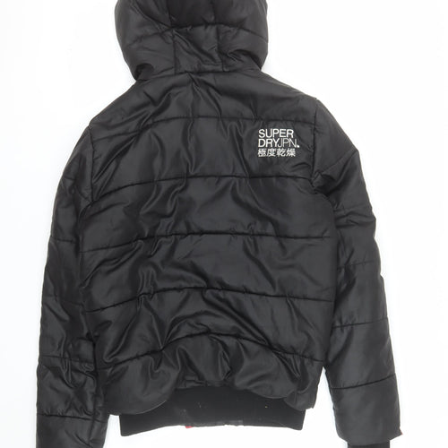 Superdry Men's Black S Puffer Jacket Hooded Winter Coat