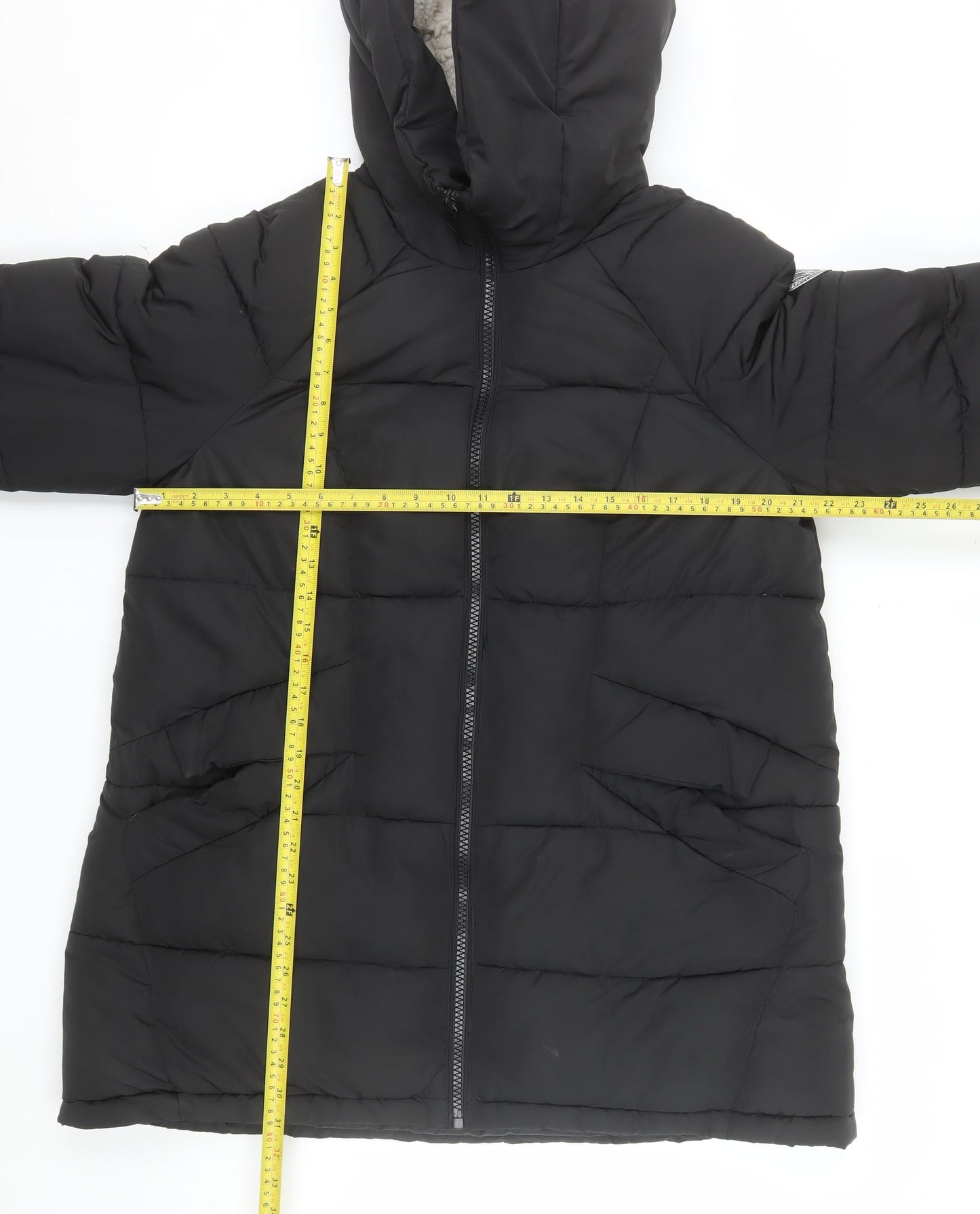 DKNY Men Black Puffer Jacket M Hooded Lined Polyester Winter Coat