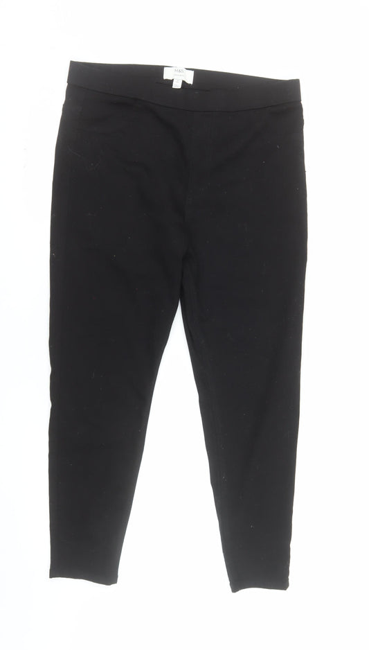 Marks and Spencer Women Black Size 16 Short Jegging Slim Fit Jeans