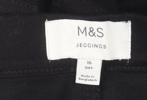 Marks and Spencer Women Black Size 16 Short Jegging Slim Fit Jeans
