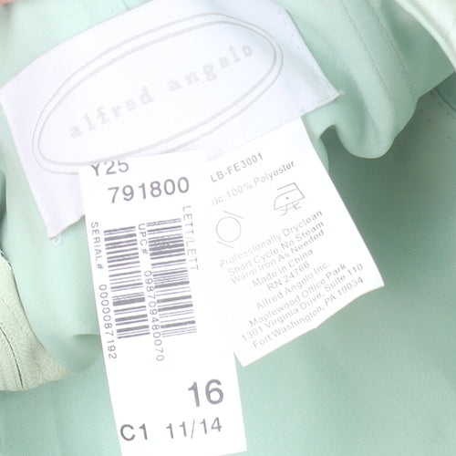 Alfred Angelo Women’s Green Strapless A-Line Chiffon Dress Size 16