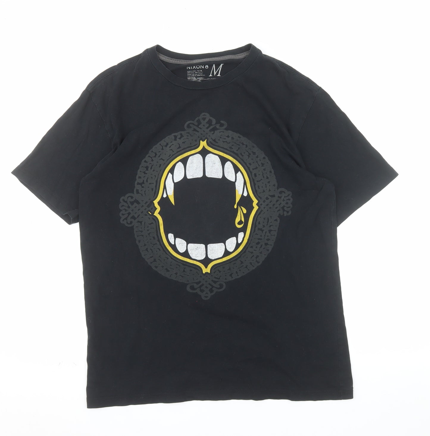 Nixon Men's Black Gothic Vampire Graphic Cotton T-Shirt Size M