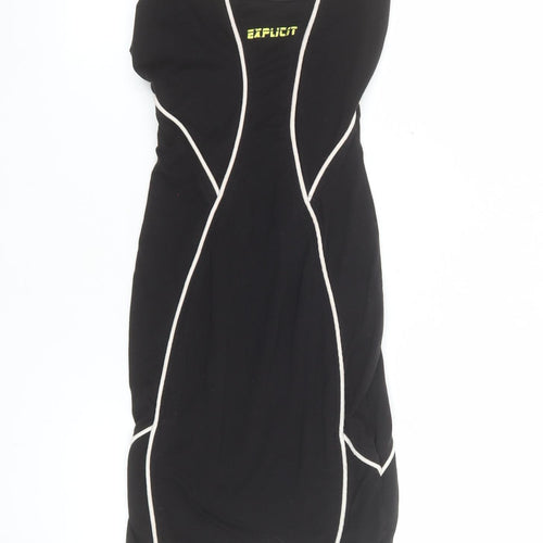 Explicit Women’s Black Bodycon Dress Size 6 Sleeveless Contrast Trim