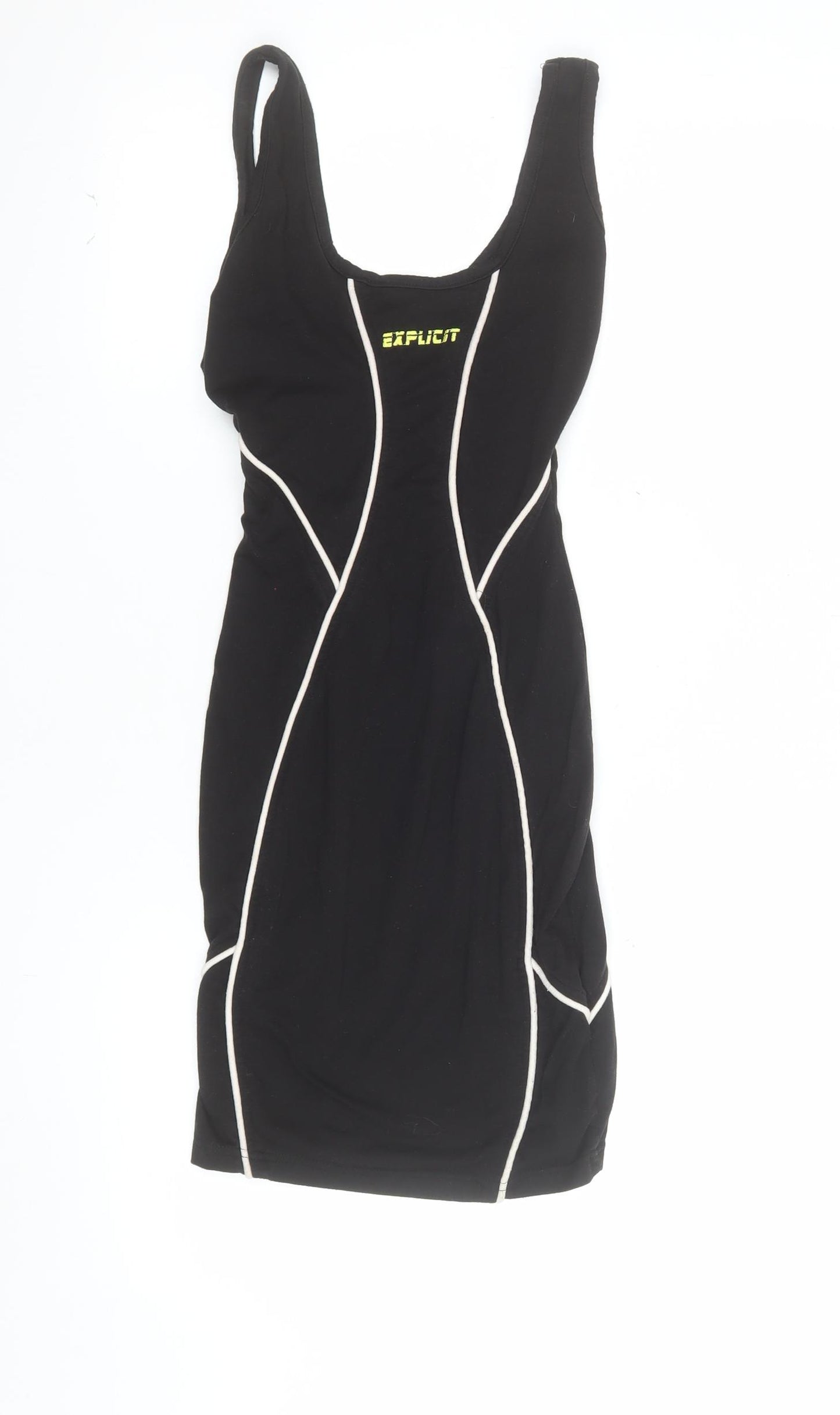 Explicit Women’s Black Bodycon Dress Size 6 Sleeveless Contrast Trim