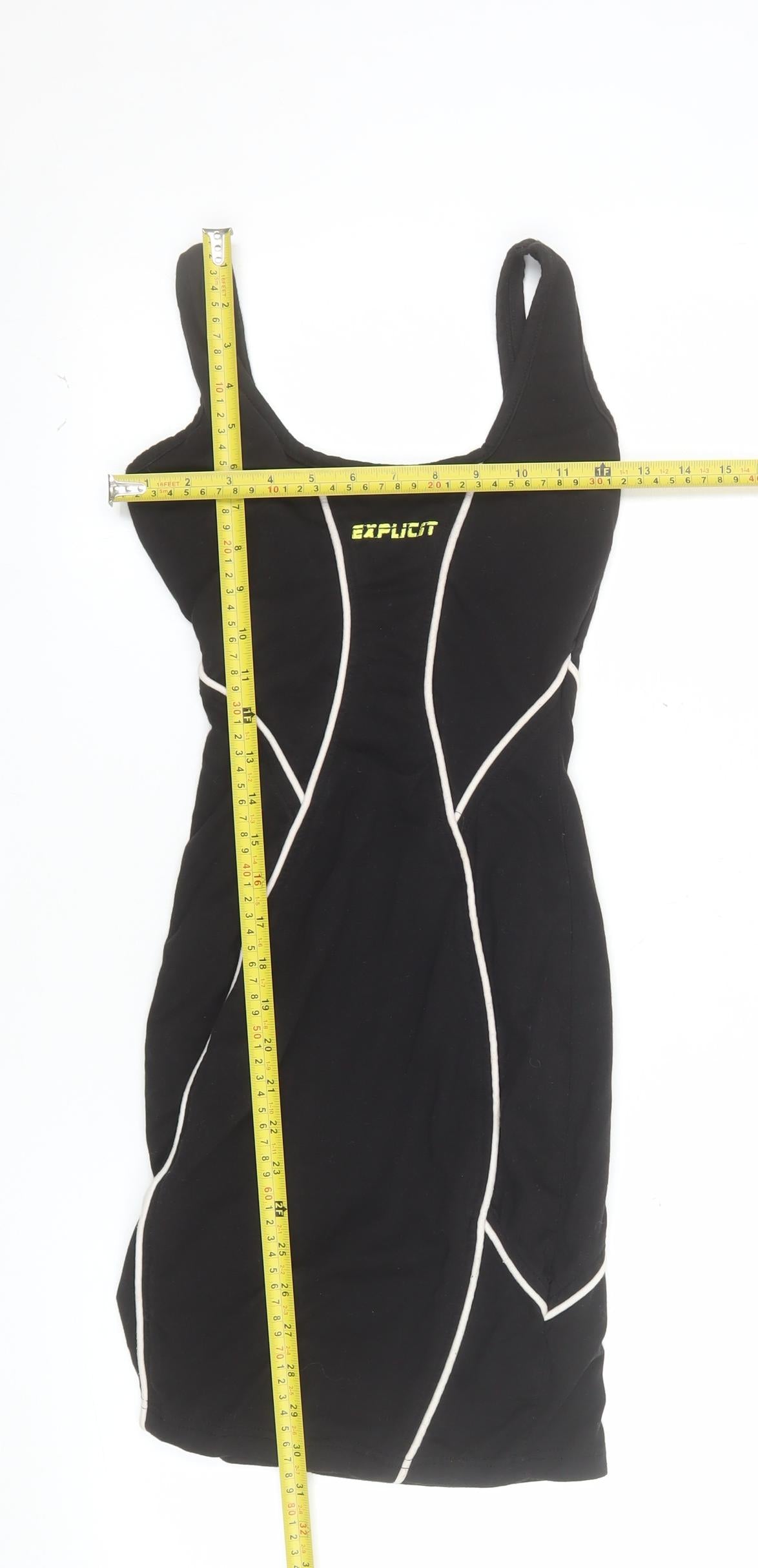 Explicit Women’s Black Bodycon Dress Size 6 Sleeveless Contrast Trim