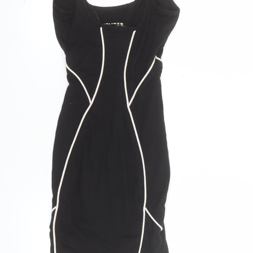 Explicit Women’s Black Bodycon Dress Size 6 Sleeveless Contrast Trim