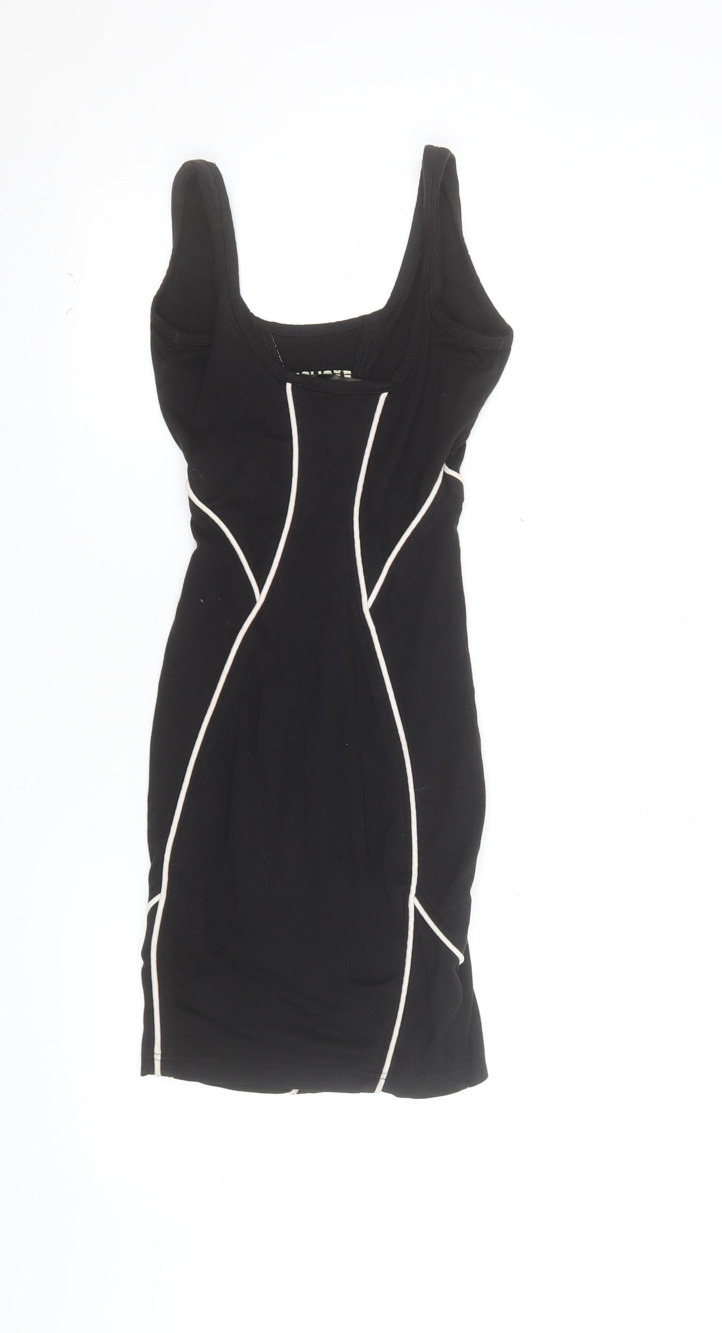 Explicit Women’s Black Bodycon Dress Size 6 Sleeveless Contrast Trim
