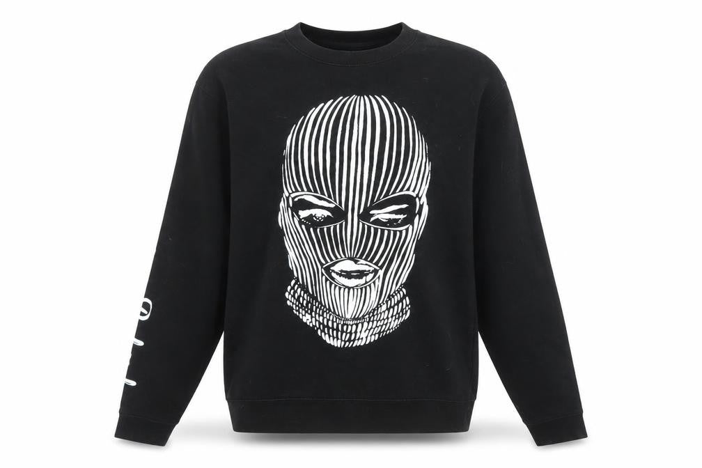 Front view of Badwood Men's Black Graphic Pullover Sweatshirt, size S
