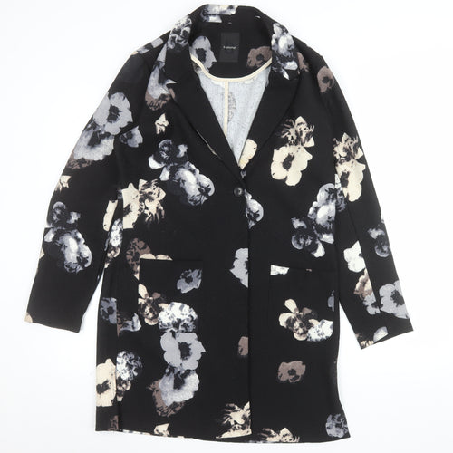 b.young Women's Black Floral Mid-Length Blazer Size 12