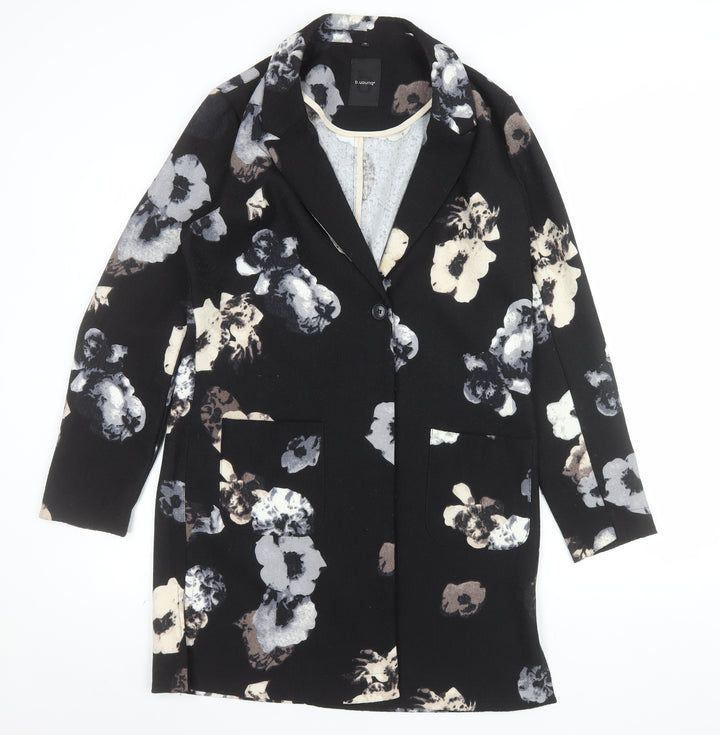 b.young Women's Black Floral Mid-Length Blazer Size 12