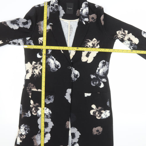 b.young Women's Black Floral Mid-Length Blazer Size 12