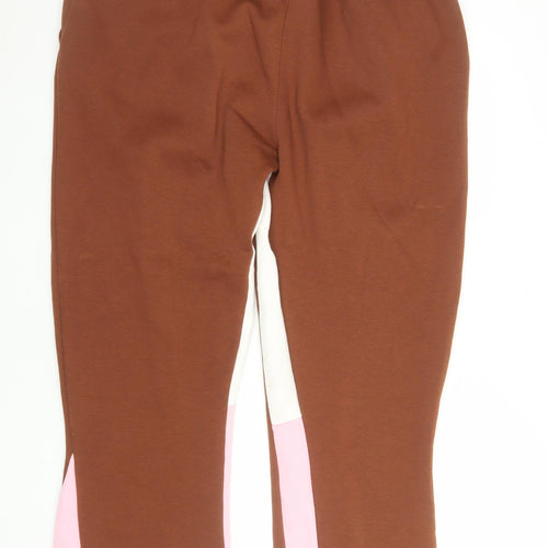 MAN Men's Brown 2XL Sweatpants Logo Print Elastic Waist Fleece Joggers