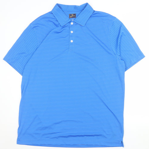 Tourney Men's Blue Striped Golf Polo Shirt Size L Regular Fit