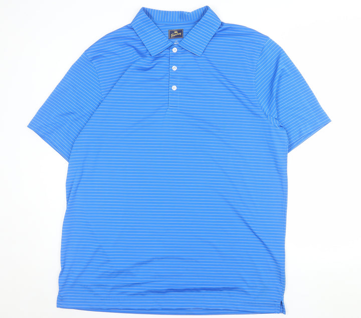 Tourney Men's Blue Striped Golf Polo Shirt Size L Regular Fit